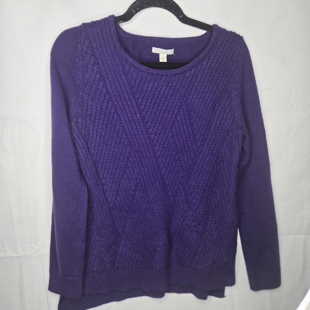 Dana Buchman Purple Cable Knit Sweater | Size Medium | Classic Fall Favorite EUC